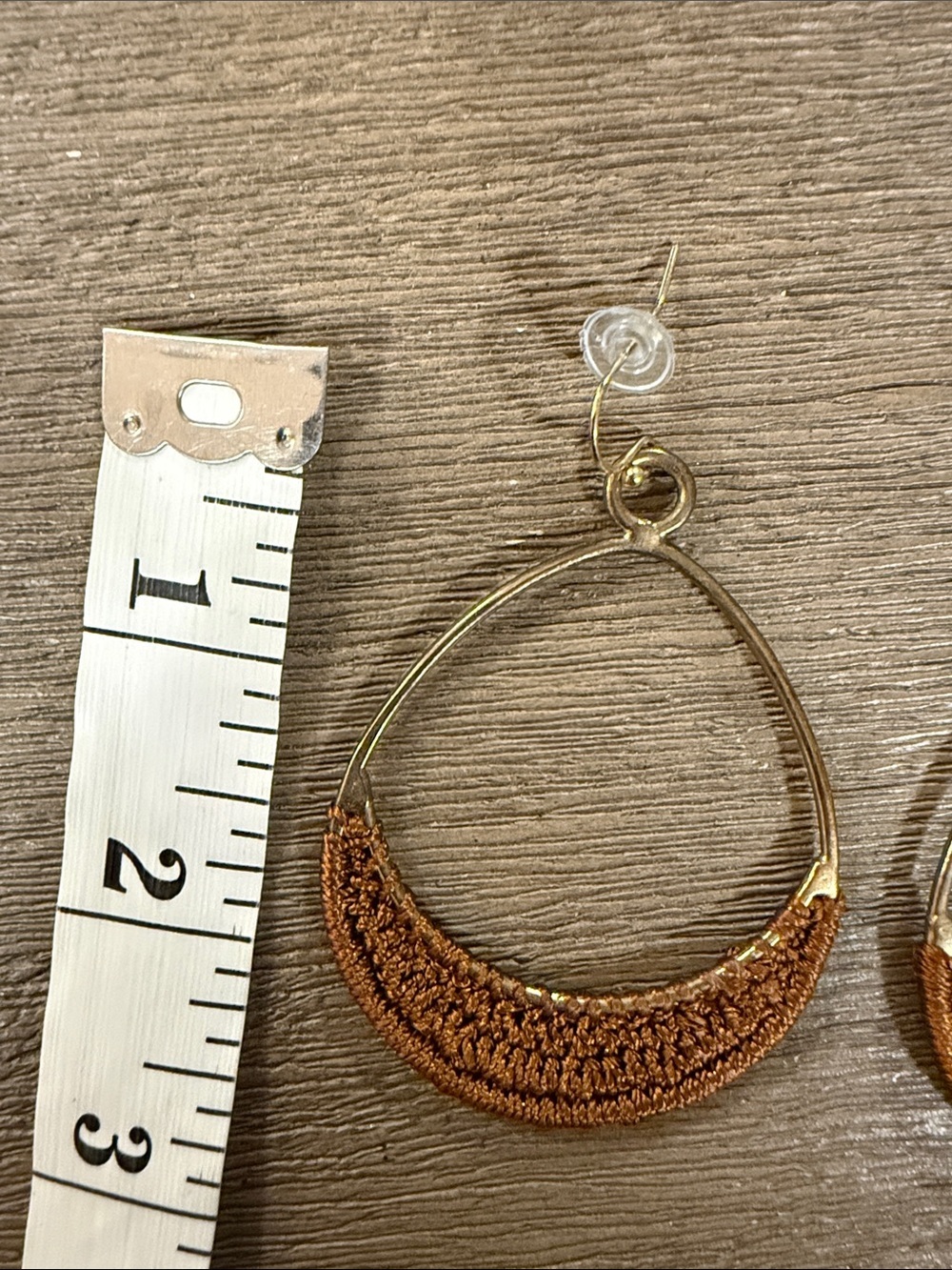 Brown Crochet Hoop Earrings - Women Jewelry - Picture 6 of 7